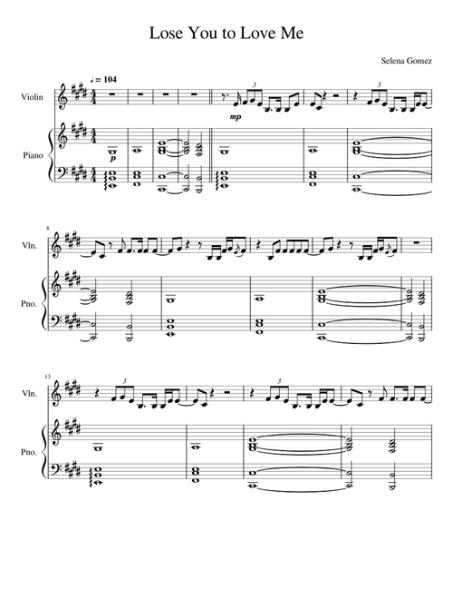 Lose You to Love Me Violin