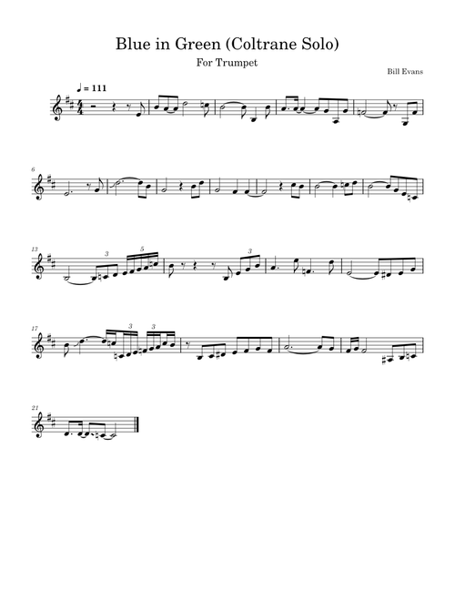 Blue in Green - Coltrane Solo (Trumpet)