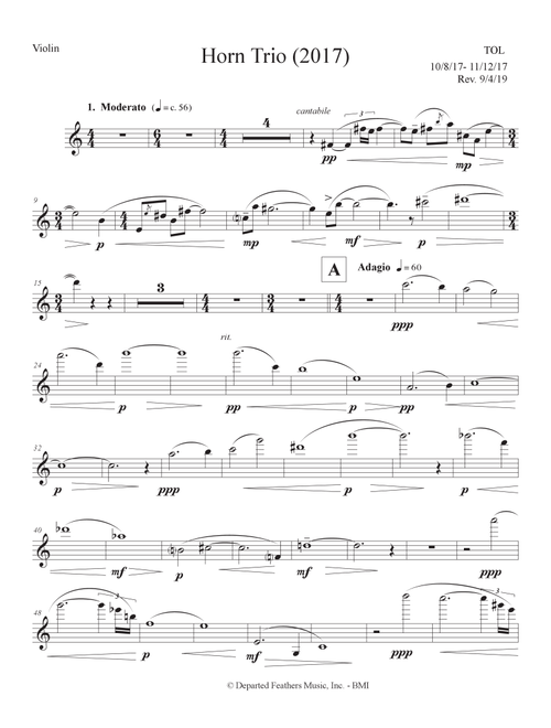Horn Trio (2017) violin part - Thomas Oboe Lee (Instrumental Duet and Piano)