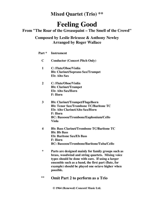 Feeling Good (Arr. Roger Wallace) - Michael Buble (String Quartet)