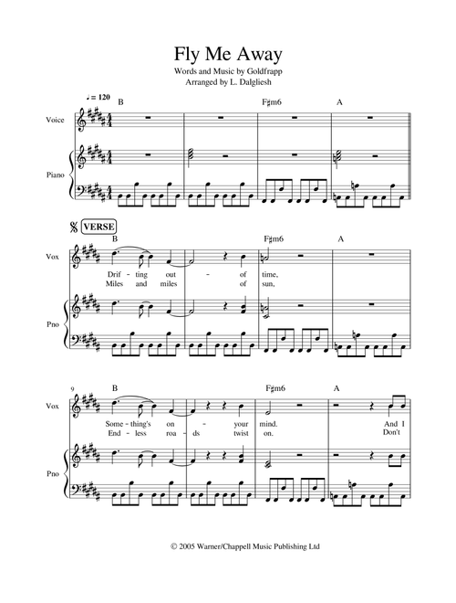 Fly Me Away (Arr. Linda Dalgliesh) - Goldfrapp (Vocal Solo)