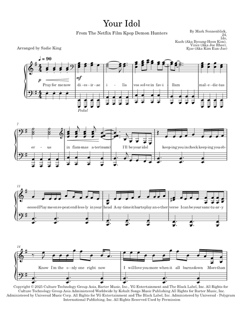 Your Idol – Saja Boys - Intermediate Piano