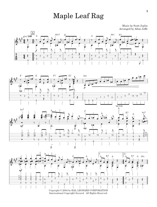 Maple Leaf Rag - Scott Joplin (Solo Guitar)