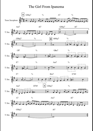 The Girl from Ipanema Sheet Music with Chords for Piano (Solo