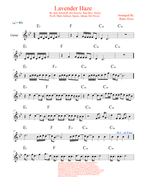 Lavender Haze (Arr. Rene Alves) - Taylor Swift (Guitar and Piano)
