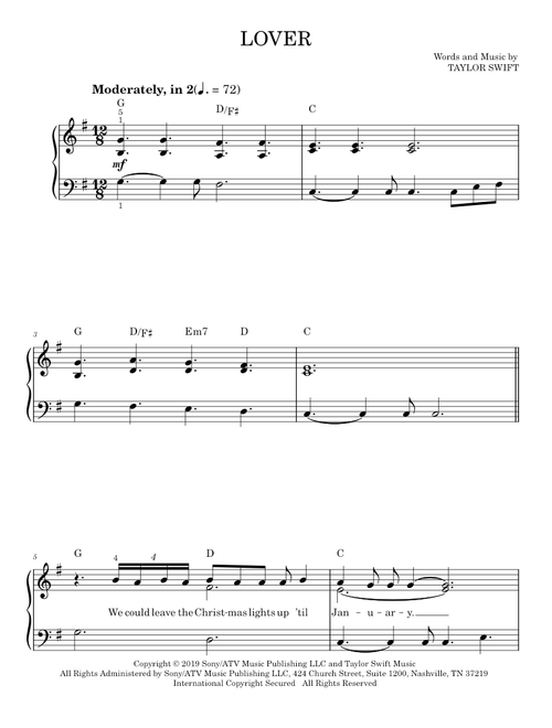 Lover - Taylor Swift (Easy Piano)