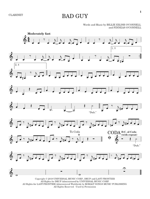 bad guy - Billie Eilish (Clarinet Solo)