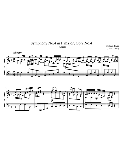 (1711 - 1779) William Boyce - Symphony No.4 in F major, Op.2 No.4 1. Allegro