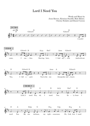 Lord I Need You - Jesse Reeves Sheet Music with Chords for Piano (Piano ...