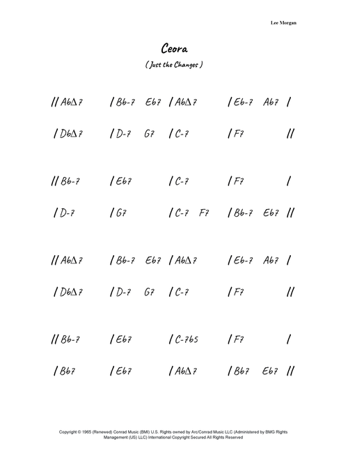 Ceora (Arr. Bronson Ferdinand Wright) - Lee Morgan (Lead Sheet - Fake Book)