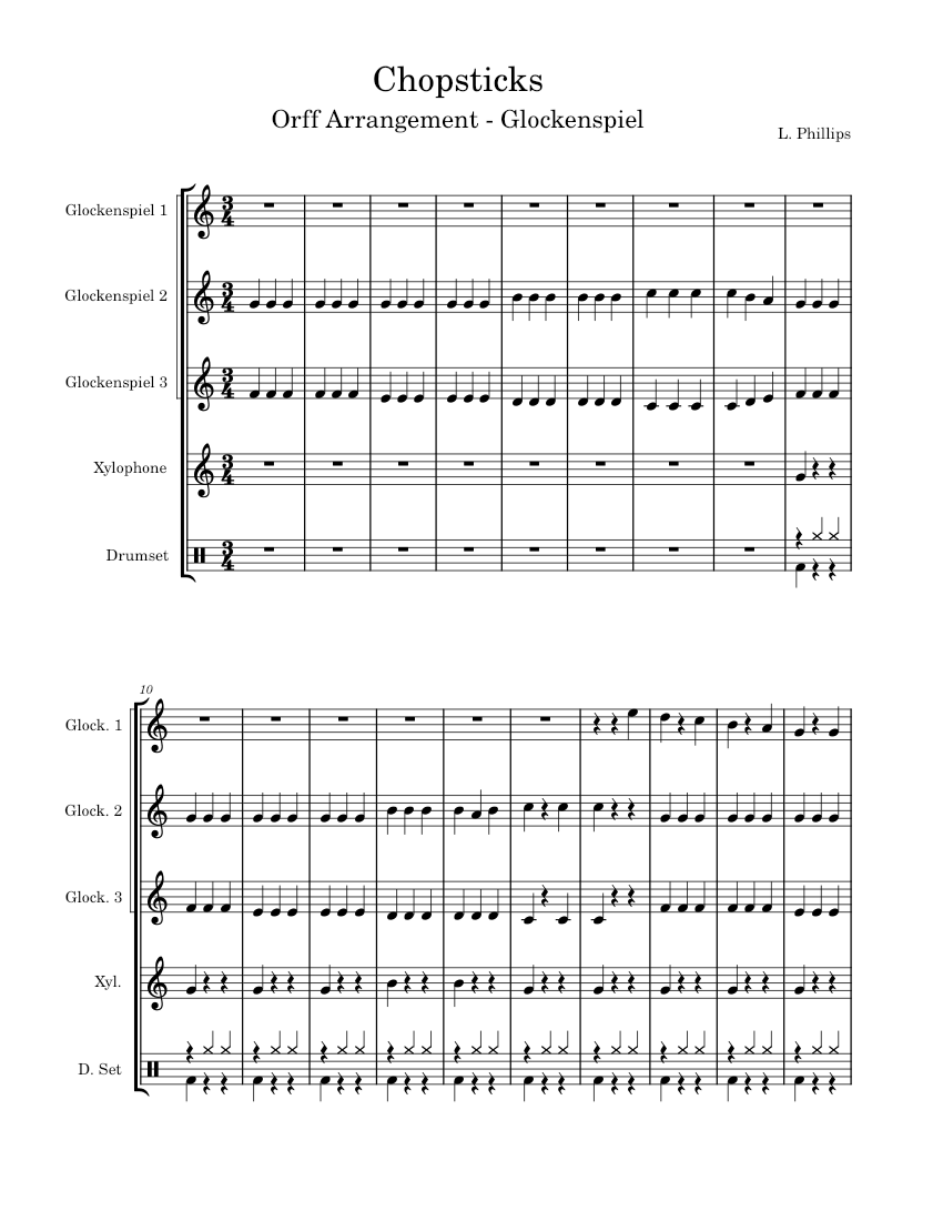 Chopsticks – Misc Traditional Sheet Music for Glockenspiel, Drum