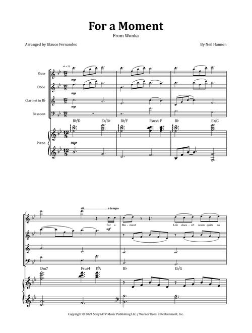 For A Moment (Arr. Glauco Fernandes) - Neil Hannon (Woodwind Ensemble)