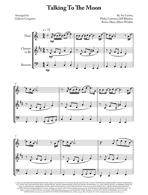 Talking To The Moon (Arr. Gildson Cerqueira) - Bruno Mars (Woodwind Ensemble)