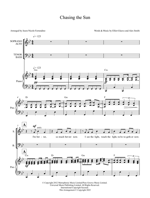 Chasing The Sun (Arr. Jason Nicolo Ferrandino) - The Wanted (Choral, SATB)