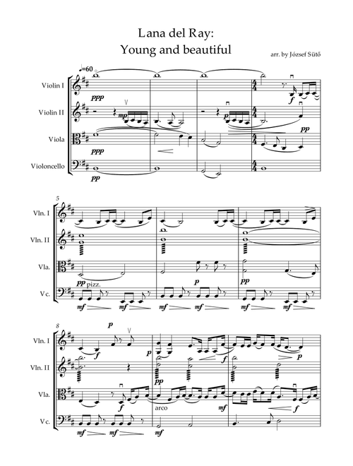 Young And Beautiful (Arr. Joseph Baker) - Lana Del Ray (String Quartet)