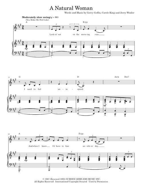 (You Make Me Feel Like) A Natural Woman - Aretha Franklin, Carole King (Piano Vocal)
