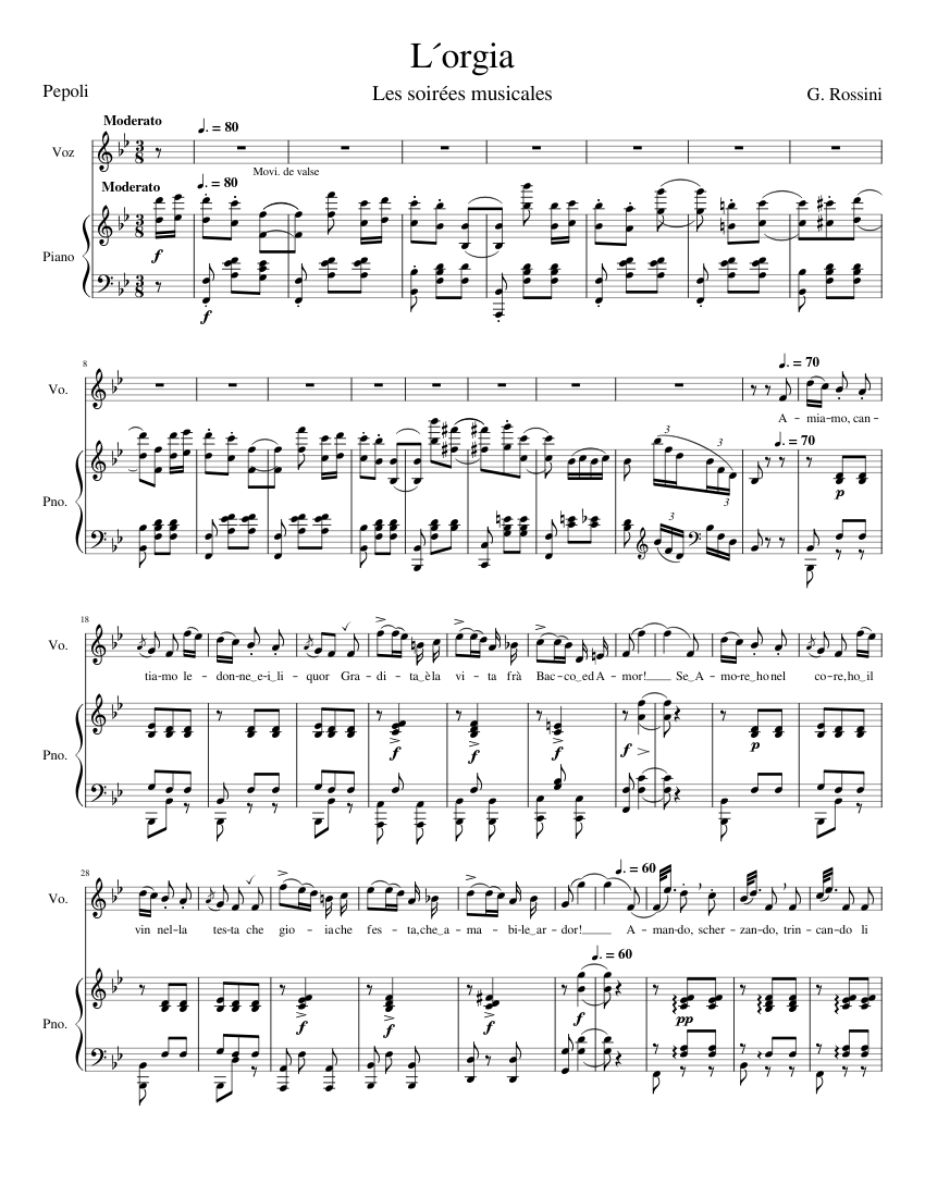 L´orgia - high voice - SibM – Gioacchino Rossini Sheet Music