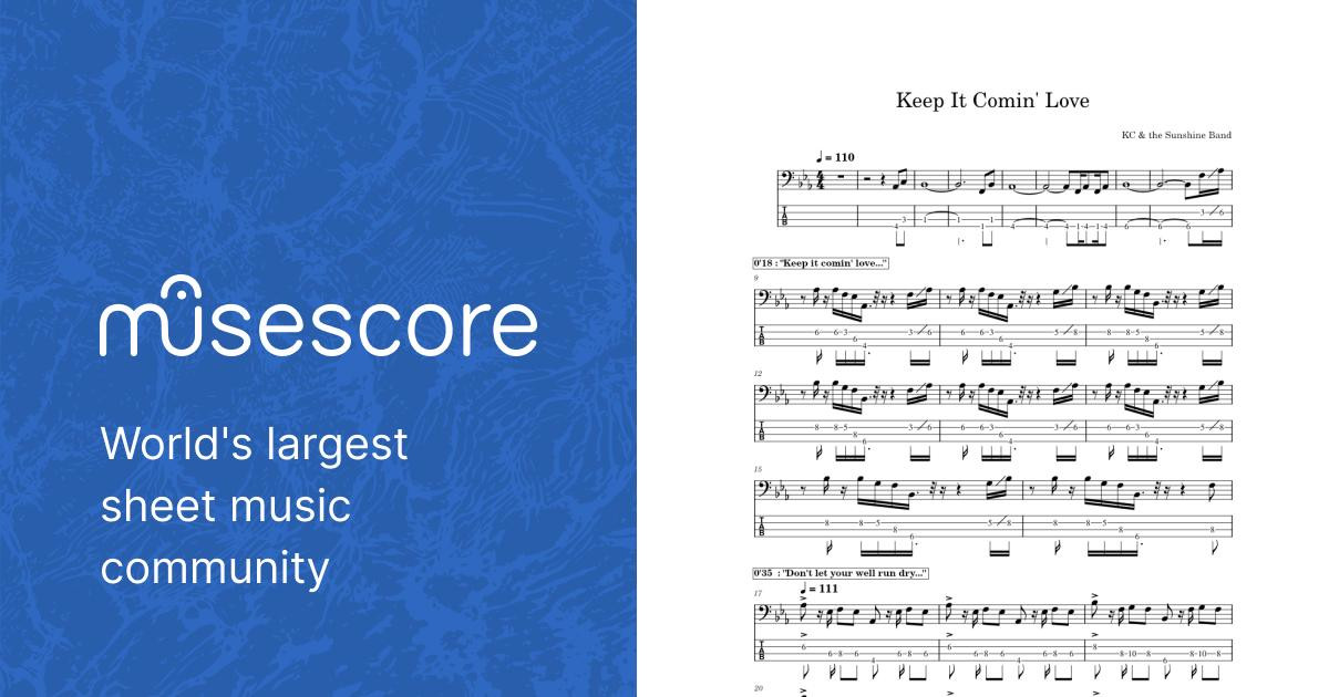 Keep it comin love kc and the sunshine band sheet music for bass