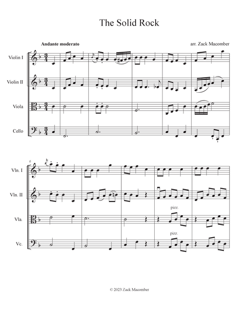 The Solid Rock (string quartet) (Arr. Zack Macomber) - William B Bradbury (String Quartet)