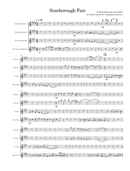 Scarborough fair – Simon & Garfunkel Scarborough Fair for Saxophone Quartet – Simon & Garfunkel