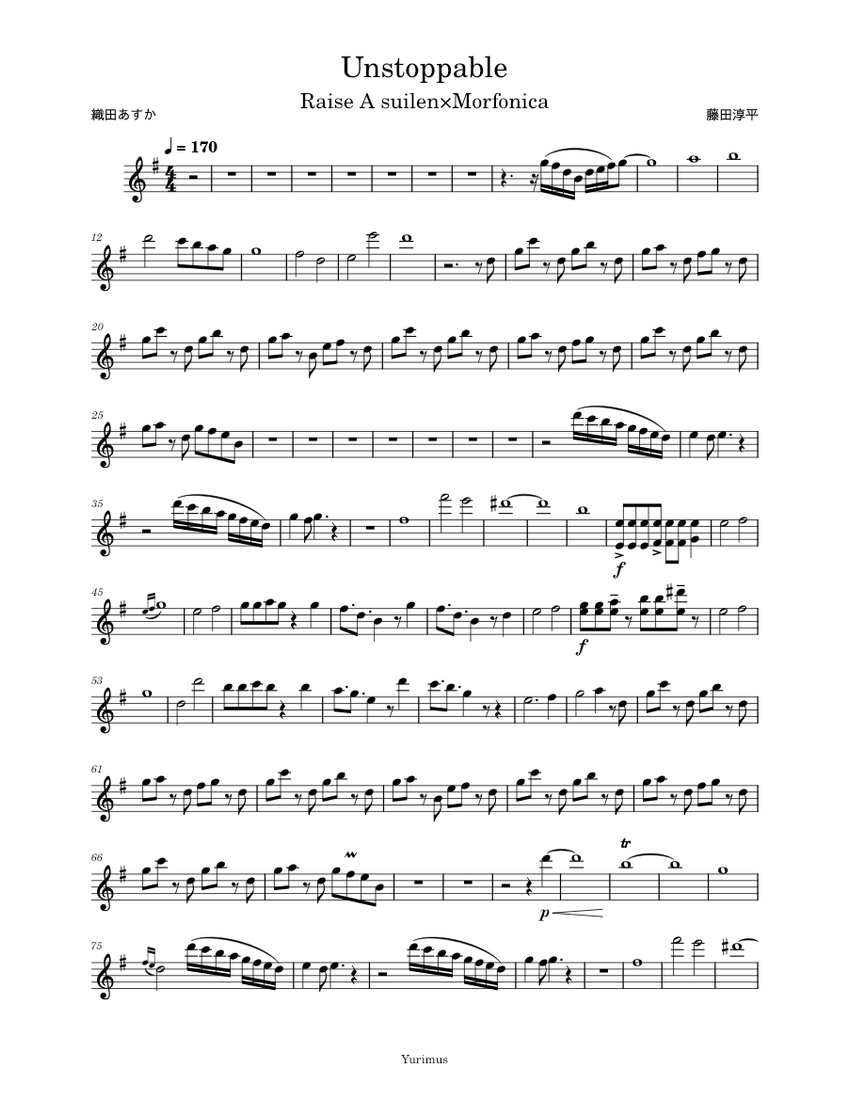 UnstoppableRaise a suilen×Morfonica Sheet music for Violin (Solo