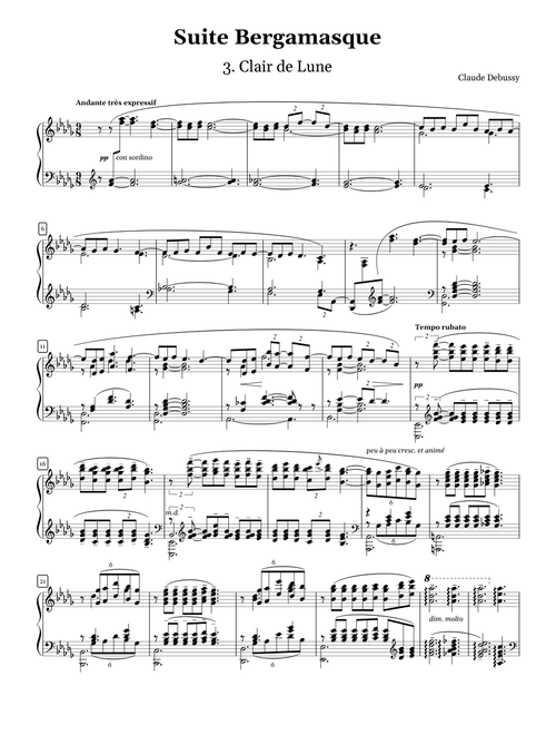 Debussy - Clair de Lune (Suite Bergamasque No. 3)