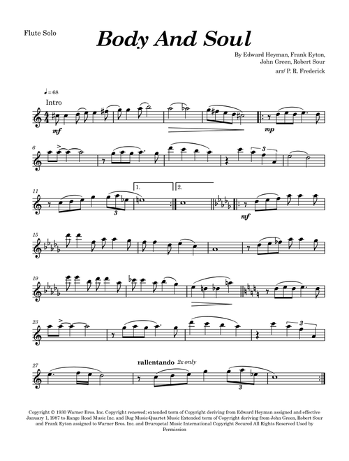 Body And Soul (Arr. P. R. Frederick) - Tony Bennett & Amy Winehouse (Flute Solo)