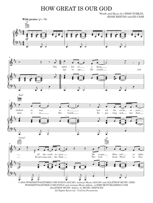 How great is our god - Chris Tomlin (Piano-Vocal-Guitar)
