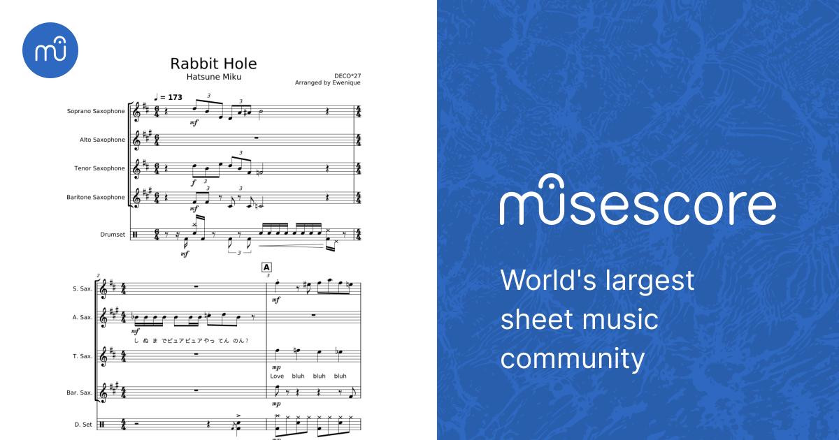 Rabbit Hole - for Sax Quartet+ Sheet Music for Saxophone alto