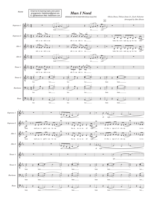 Man I Need (Arr. Ben Bram) - Olivia Dean (Choral, SATB divisi)