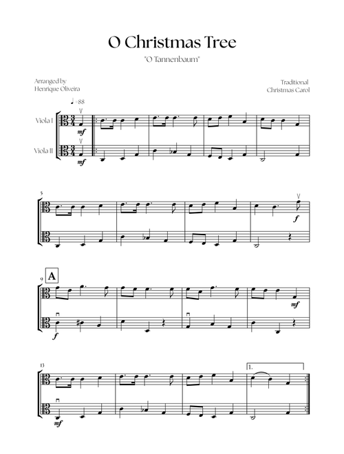O Christmas Tree "O Tannenbaum" (Viola Duet) - Christmas Carol (Arr. Henrique Oliveira) - Traditional Christmas Carol (Viola Duet)