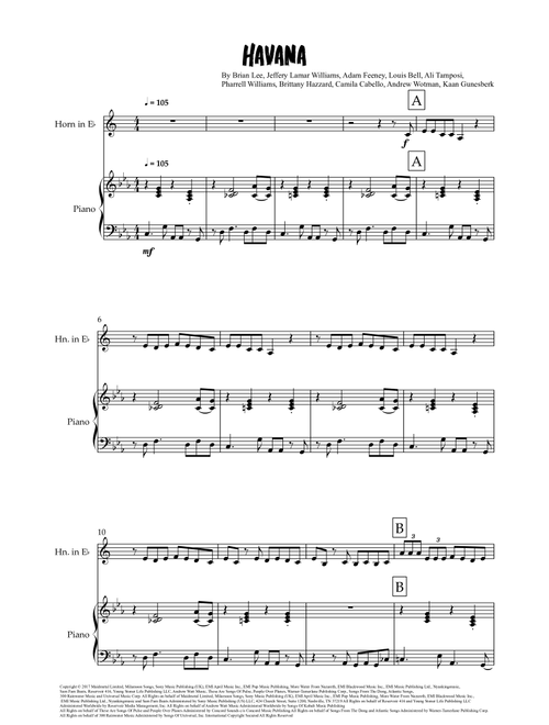 Havana (Arr. Grant Golding) - Camila Cabello feat Young Thug (Instrumental Solo (with Piano Accompaniment))