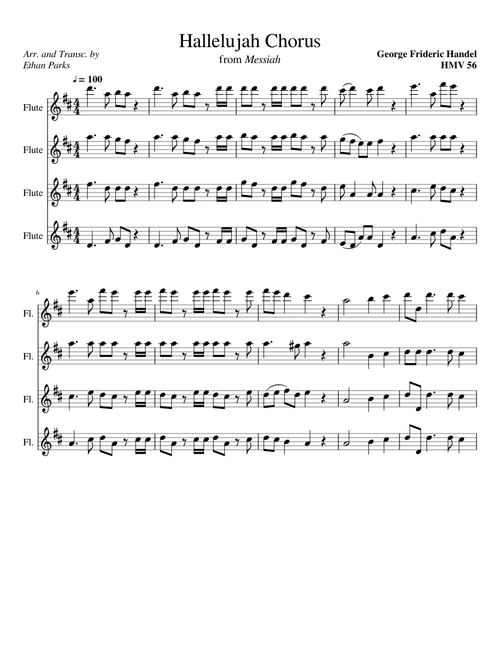 Hallelujah Chorus for Flute Quartet
