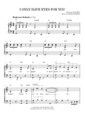 I Only Have Eyes For You – Harry Warren Sheet Music with Chords for