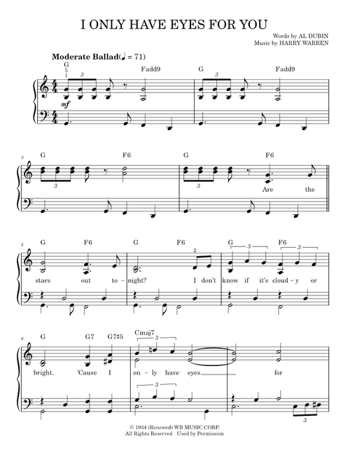 I Only Have Eyes For You - Harry Warren, Al Dubin (Easy Piano)