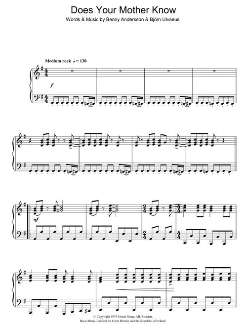 Does Your Mother Know - ABBA (Piano Solo)