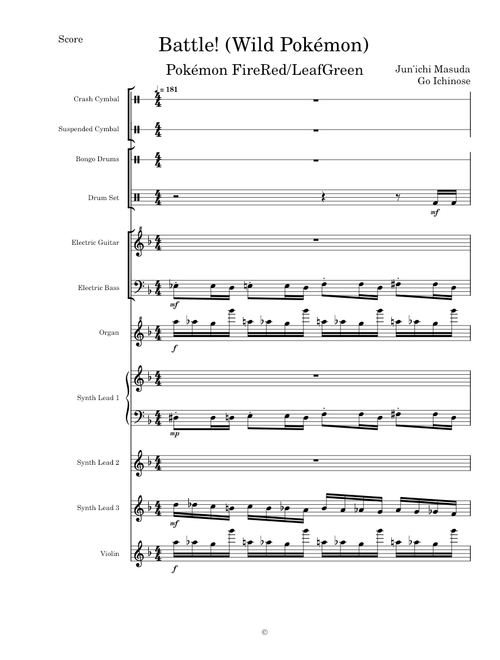 Battle! (Wild Pokémon) (Pokémon FireRed/LeafGreen) - Transcribed Score