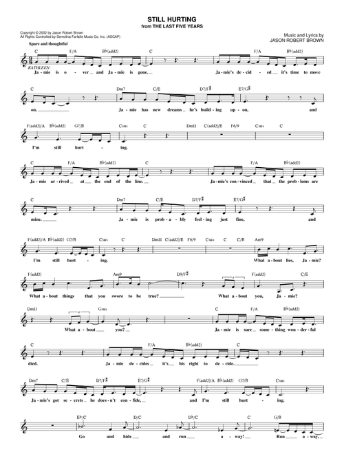 Still Hurting (from The Last 5 Years) - Jason Robert Brown, The Last Five Years (Musical) (Lead Sheet - Fake Book)