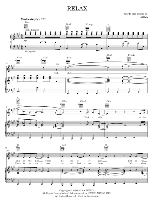 Relax take it easy - Mika (Piano-Vocal-Guitar)