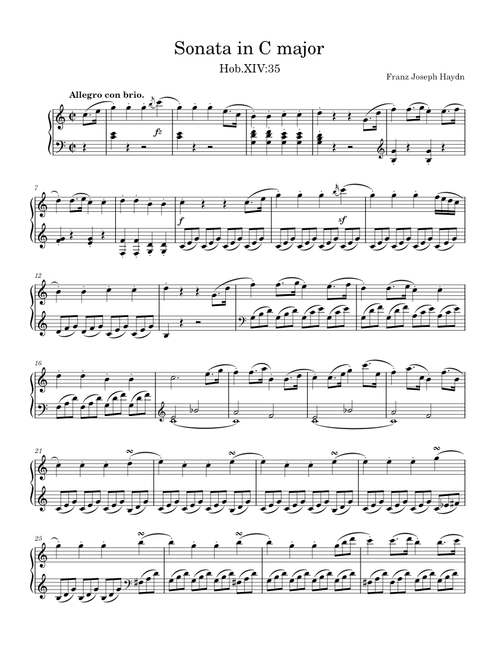 Keyboard Sonata in C major, Hob.XVI:35 – Joseph Haydn