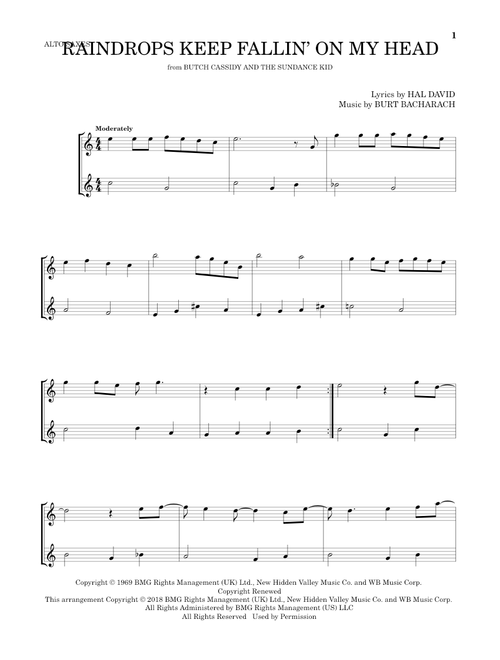 Raindrops Keep Fallin' On My Head - BJ Thomas (Alto Saxophone Duet)