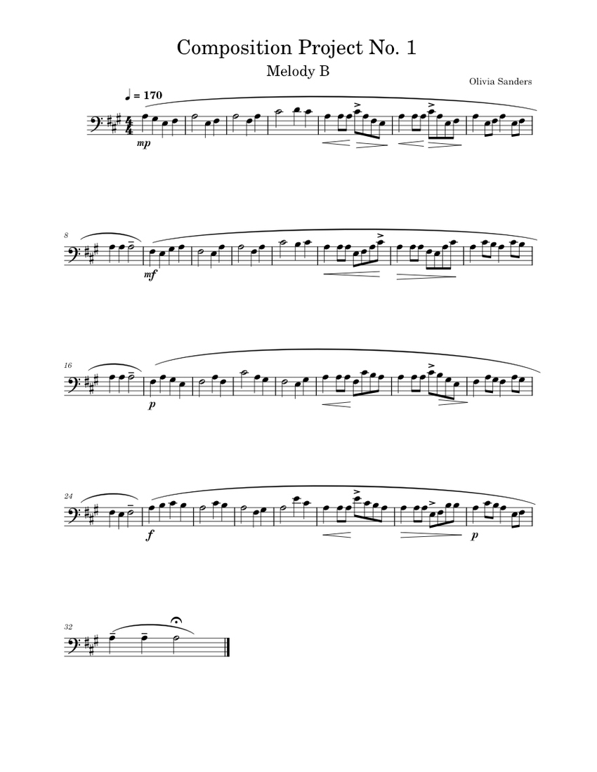 Composition Project No. 1 B Sheet Music for Piano (Solo) easy ...