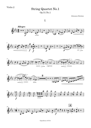 Brahms Opus 51 弦楽四重奏 1、2番 パート譜 Brahms Opus 51 弦楽四重奏 1、2番 パート譜 Brahms Opus 51