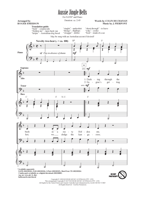 Aussie Jingle Bells (Arr. Roger Emerson) - Colin Buchanan (Choral, SATB)