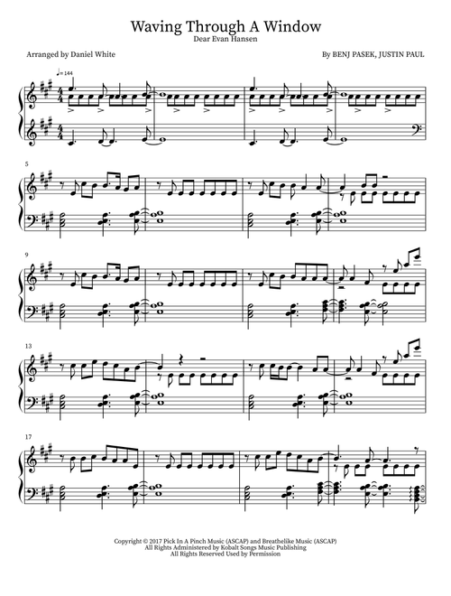 Waving Through A Window (Arr. Daniel White) - Benj Pasek, Justin Paul (Piano Solo)