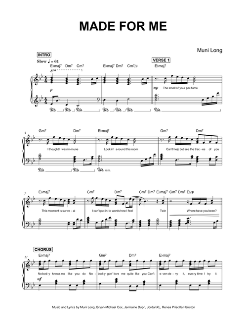 Made For Me - Muni Long (Piano)