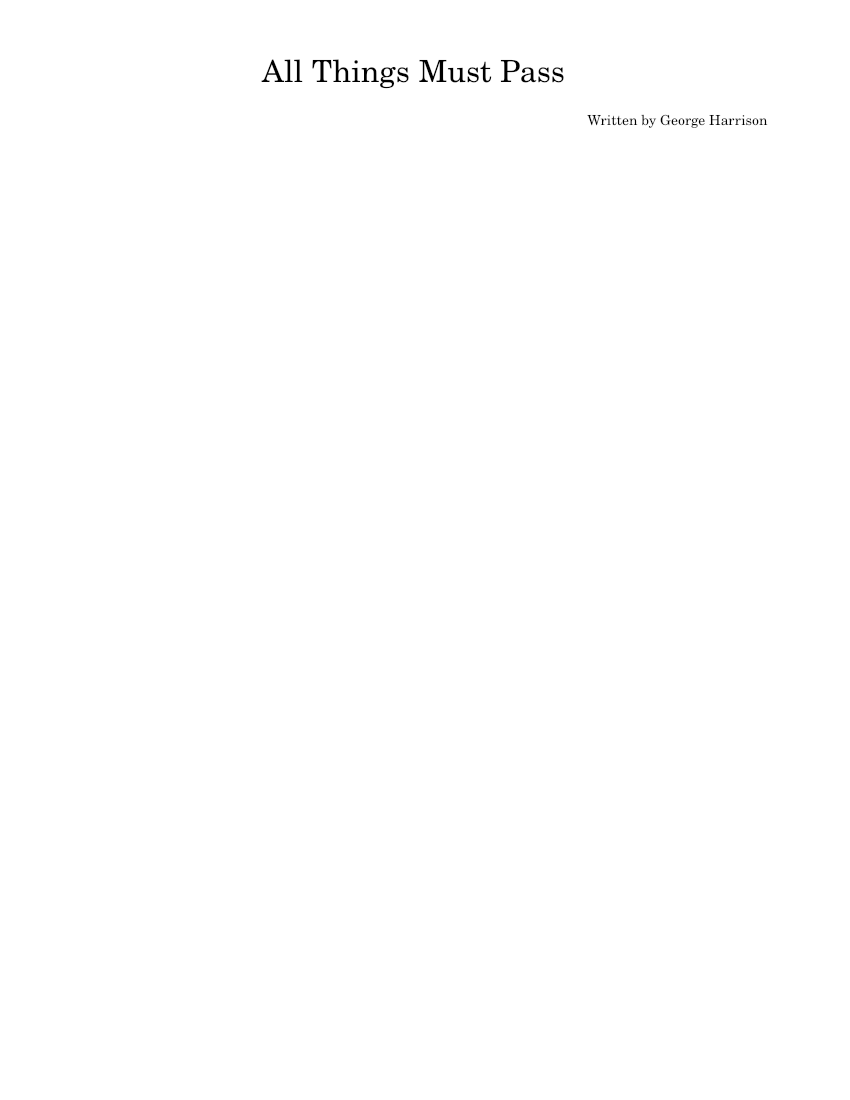 All Things Must Pass – George Harrison, The Beatles Sheet