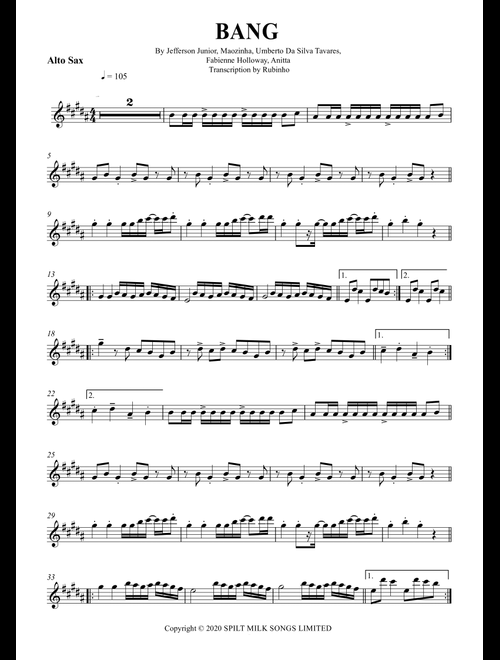 Bang Bang English Translation (Arr. Rubinho) - Maozinha, Fabienne Holloway, Jefferson Junior (Alto Sax Solo)