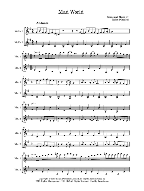Mad World (Arr. Valerio Estreguin) - Adam Lambert (Violin Duet)