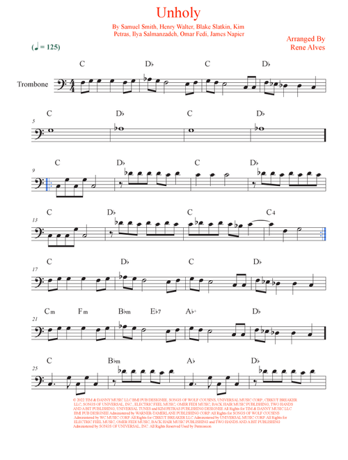 Unholy (Arr. Rene Alves) - Sam Smith Feat. Kim Petras (Trombone Solo)